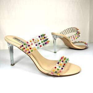 STEVE MADDEN Acrylic Heels Womens 8.5 Bubble Spike Rainbow Pride‎ Rave Party Y2K